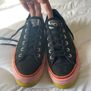 Converse Women's Black, Pink, and Yellow Sneakers